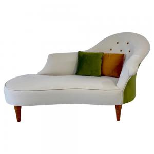 Chaise Longue in Stile Art Deco in Ciliegio e Velluto Tricolore, 1960s